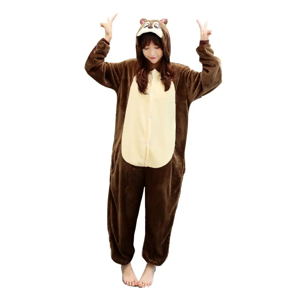 Хэллоуин костюм Взрослый унисекс фланелевый комбинезон животное аниме молния