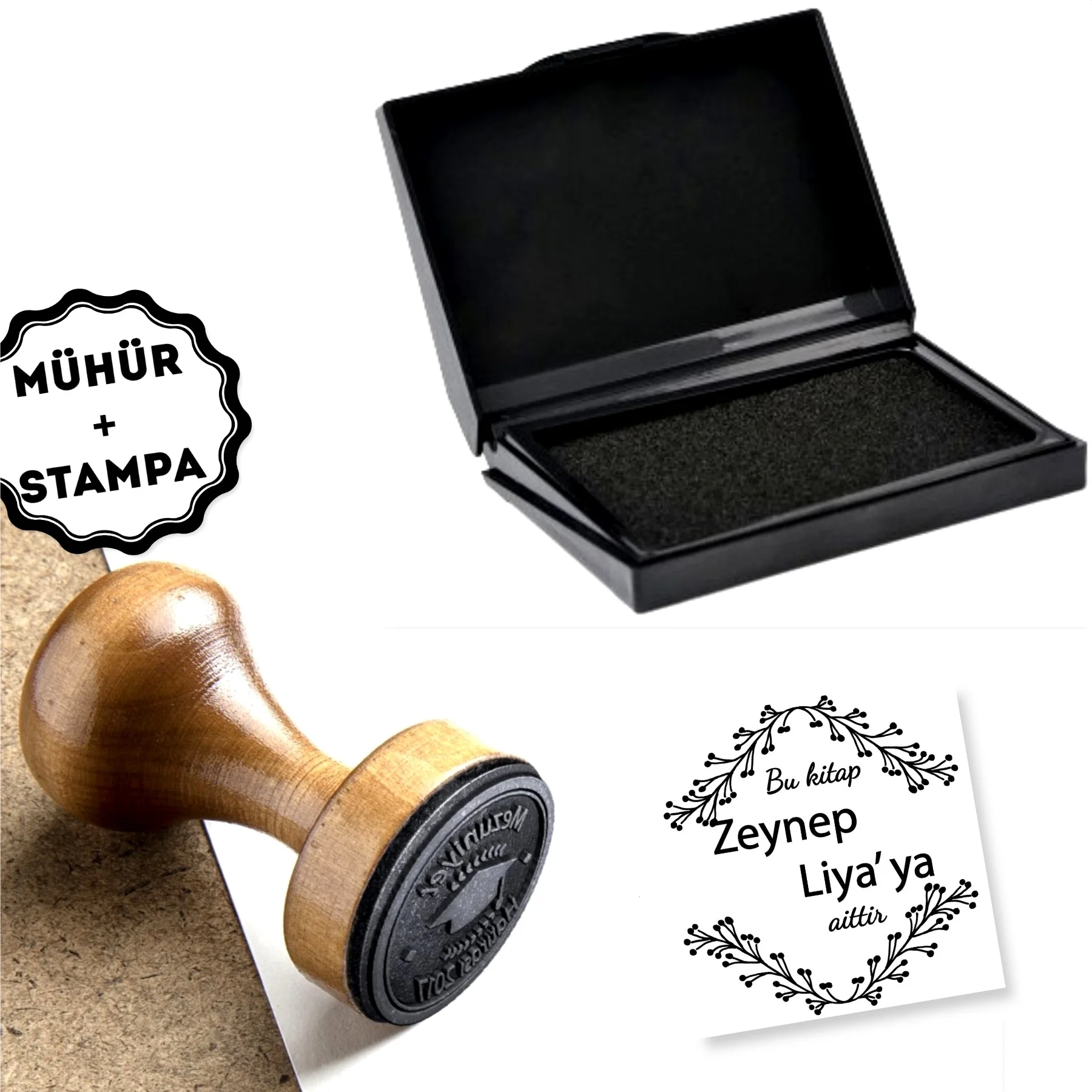 

Personalized Name Written Wood Book Seal-A814