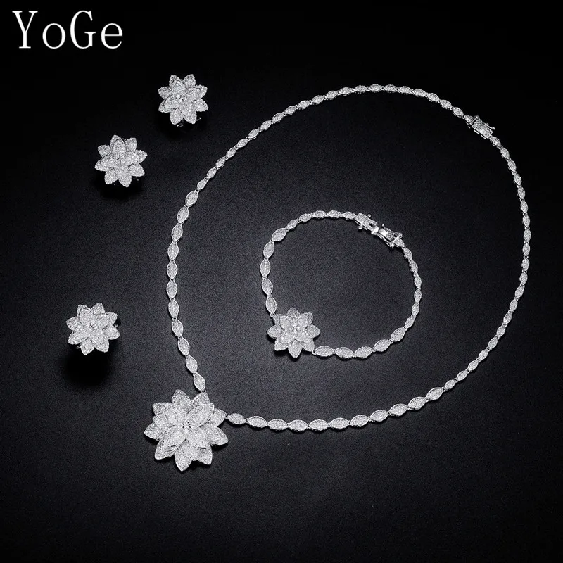 YoGe ювелирные изделия Роскошные AAA CZ популярное ожерелье в виде цветка браслет