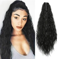 azqueen synthetic drawstring curly ponytail hair long curly ponytail extension for women black golden clip in ponytail hair