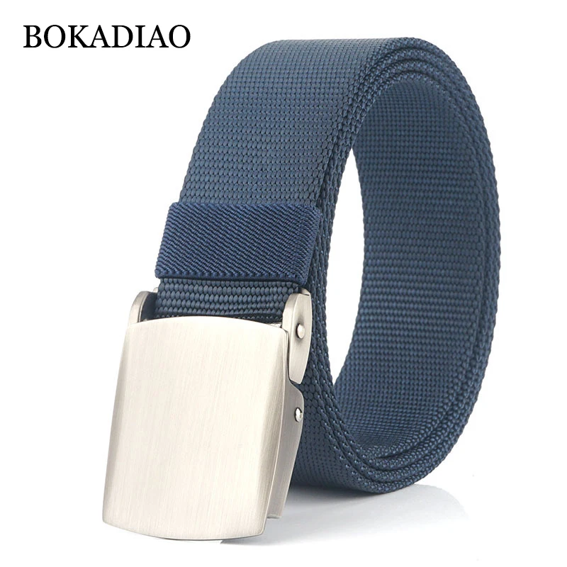 BOKADIAO New Men&Women fashion casual nylon belt luxury metal buckle Canvas belt jeans Waist Belts Black male strap high quality