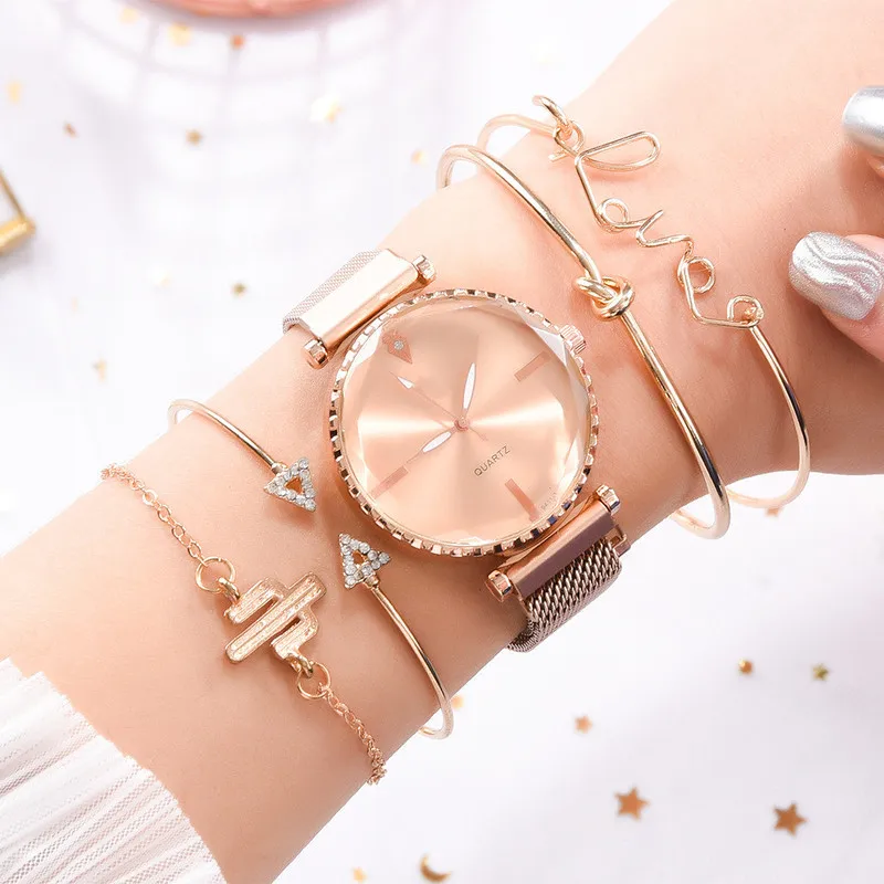 1 шт. женские кварцевые часы с магнитной сеткой и застежкой|Женские наручные часы|