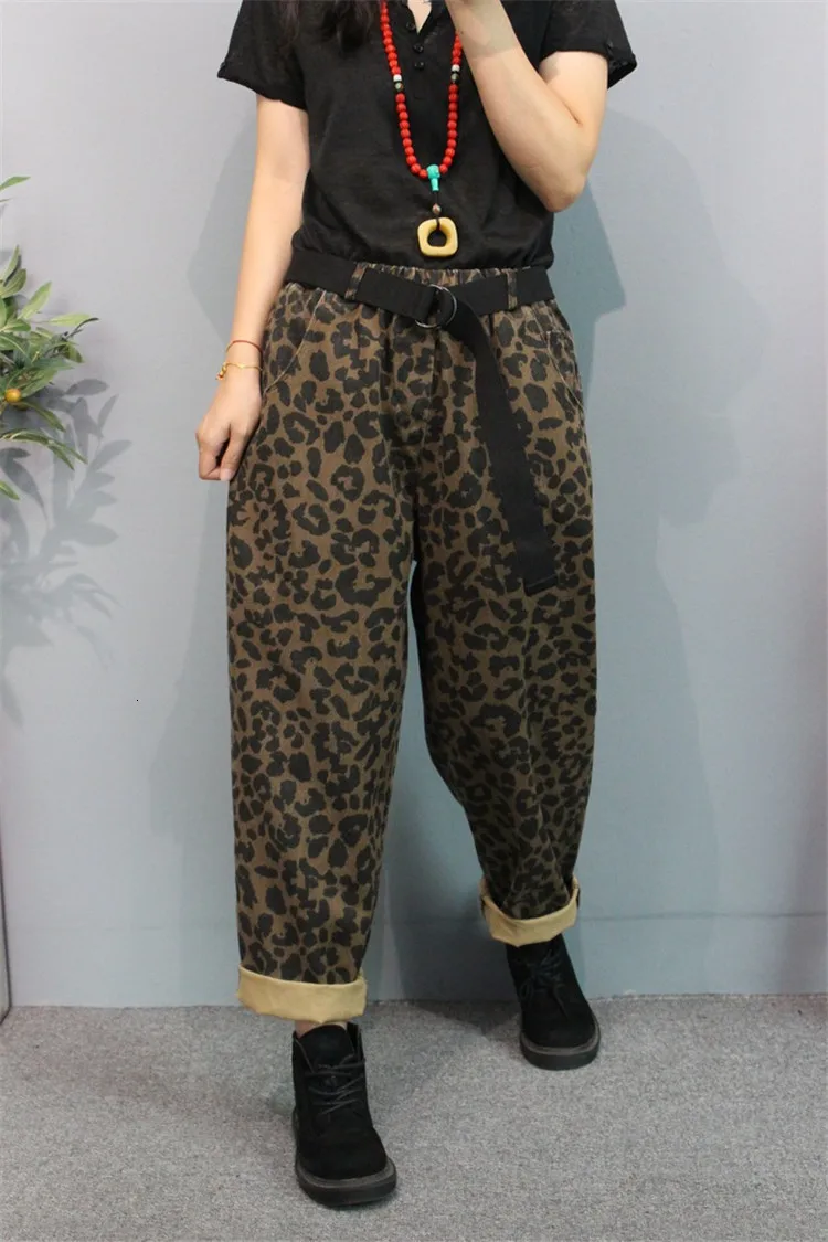 Max LuLu/Корейский модный стиль; осенние женские джинсовые брюки в стиле панк; эластичные женские шаровары с леопардовым принтом; негабаритная уличная одежда