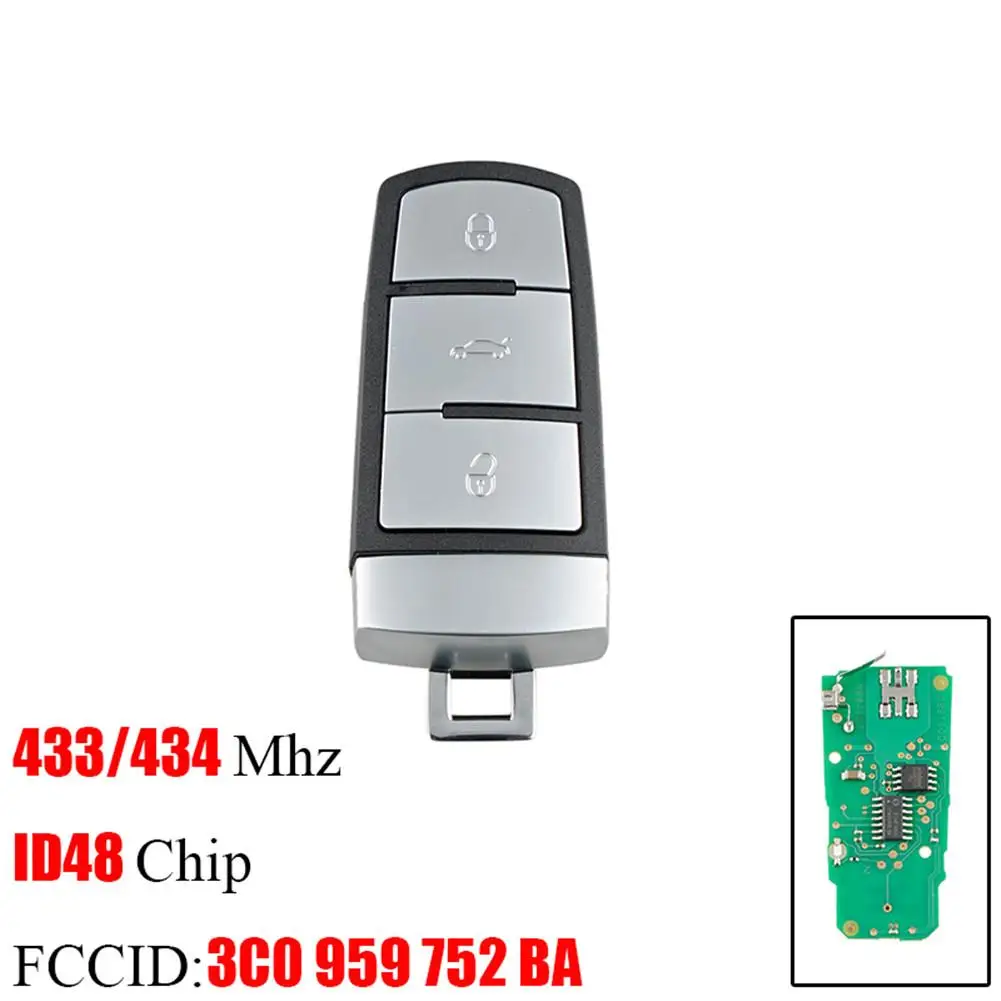 3 кнопки умный дистанционный ключ брелок от машины замена для Volkswagen 3C0 959 752 BA 434Mhz