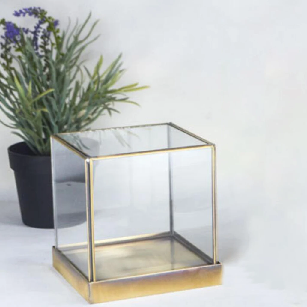 

1pc Retro Glass Jewelry Organizer Box Desktop Case Decorative Gift for Girls