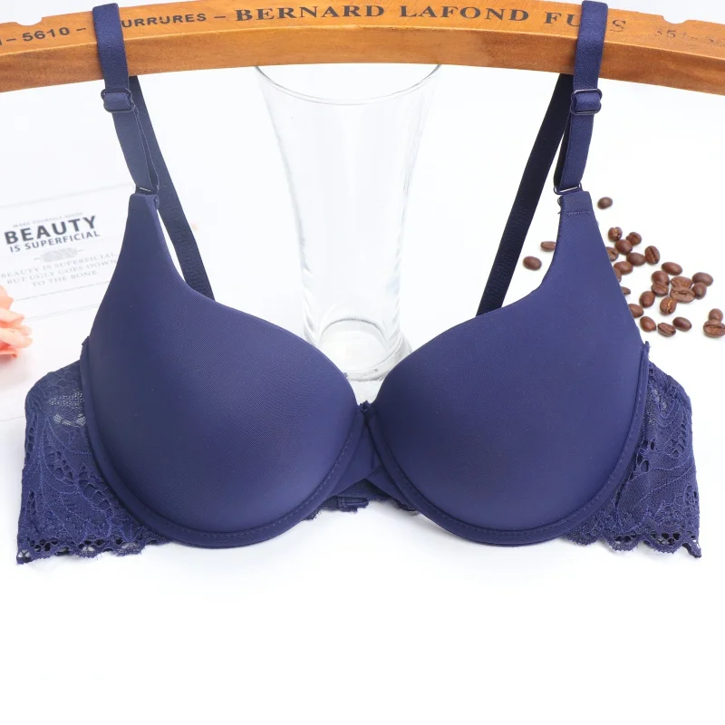 Женский бюстгальтер пуш ап сексуальный кружевной размера плюс модный однотонный