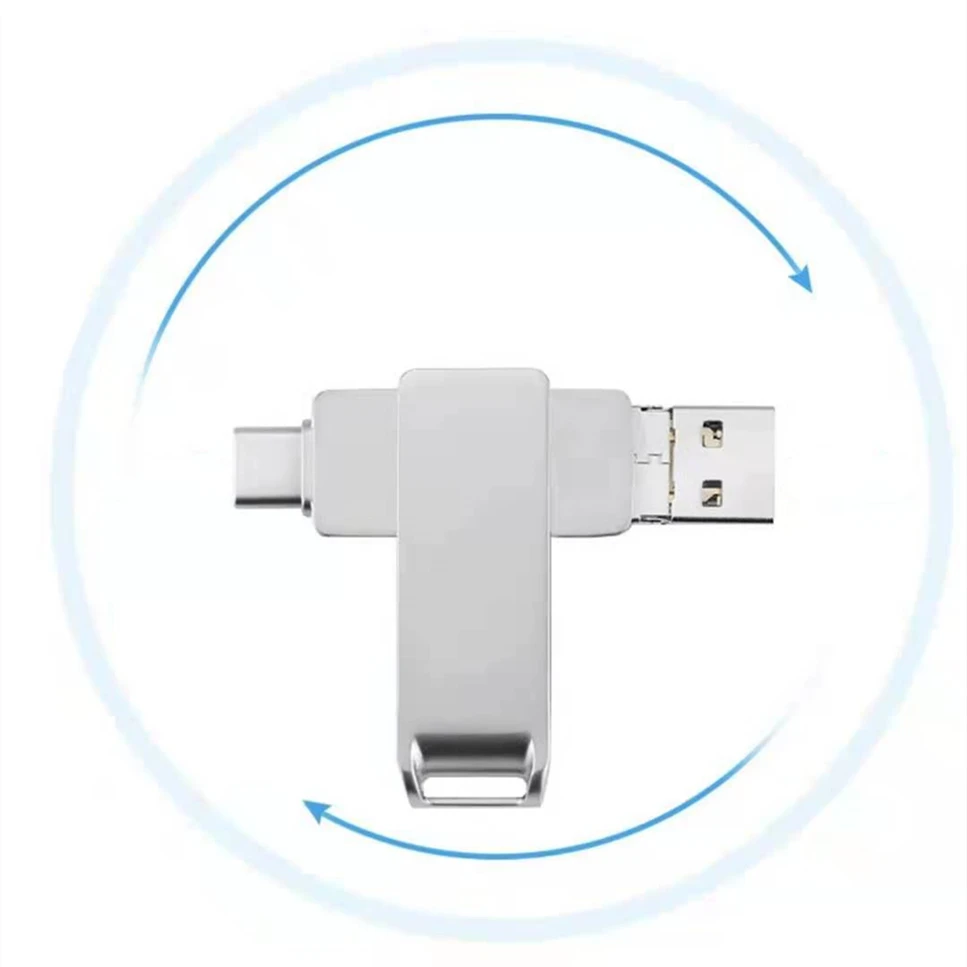 

Metal 360 degree rotating flash drive custom logo high speed USB3.1 /iPhone/Android/Type-C 4 interface mobile phone computer
