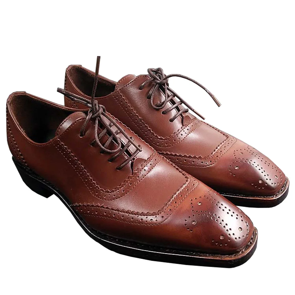

Sipriks Luxury Men's Retro Calf Leather Brown Brogue Oxfords Casual Shoes Italy Handmade Goodyear Welted Dress Shoes Black Gents