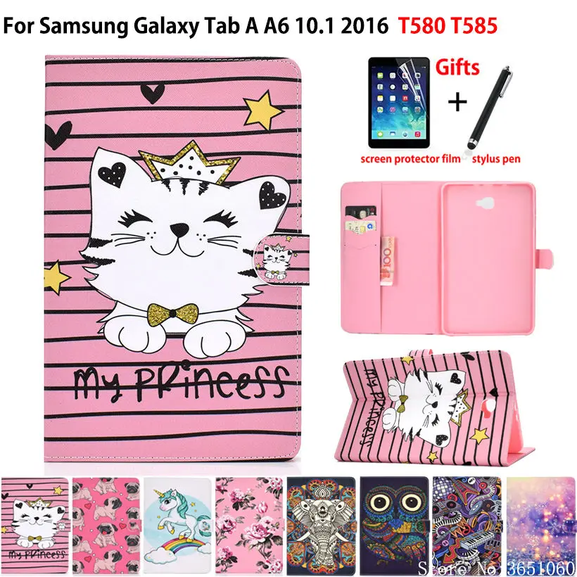 Чехол для Samsung Galaxy Tab A A6 10 1 &quot2016 SM T580 T585 T585N чехол Funda с рисунком животных +