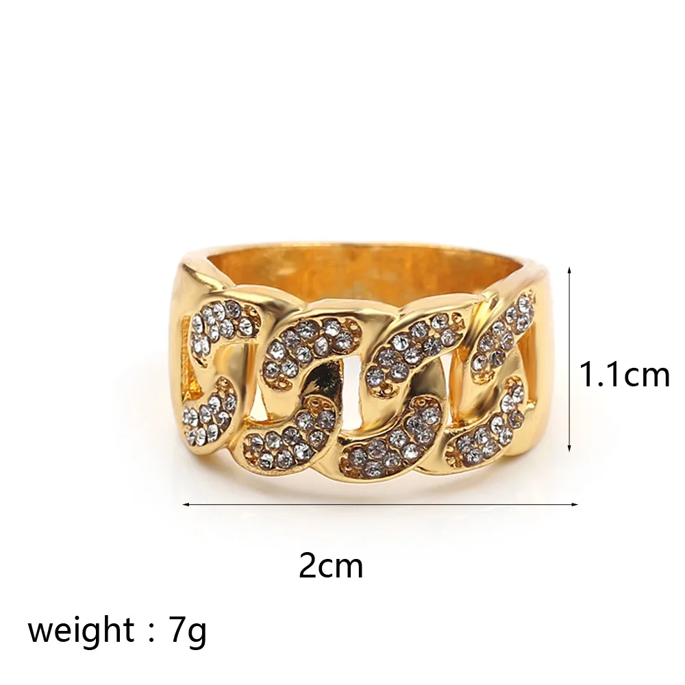 Кольцо Стразы в стиле хип хоп с микрозакрепкой украшение из кубинской цепи