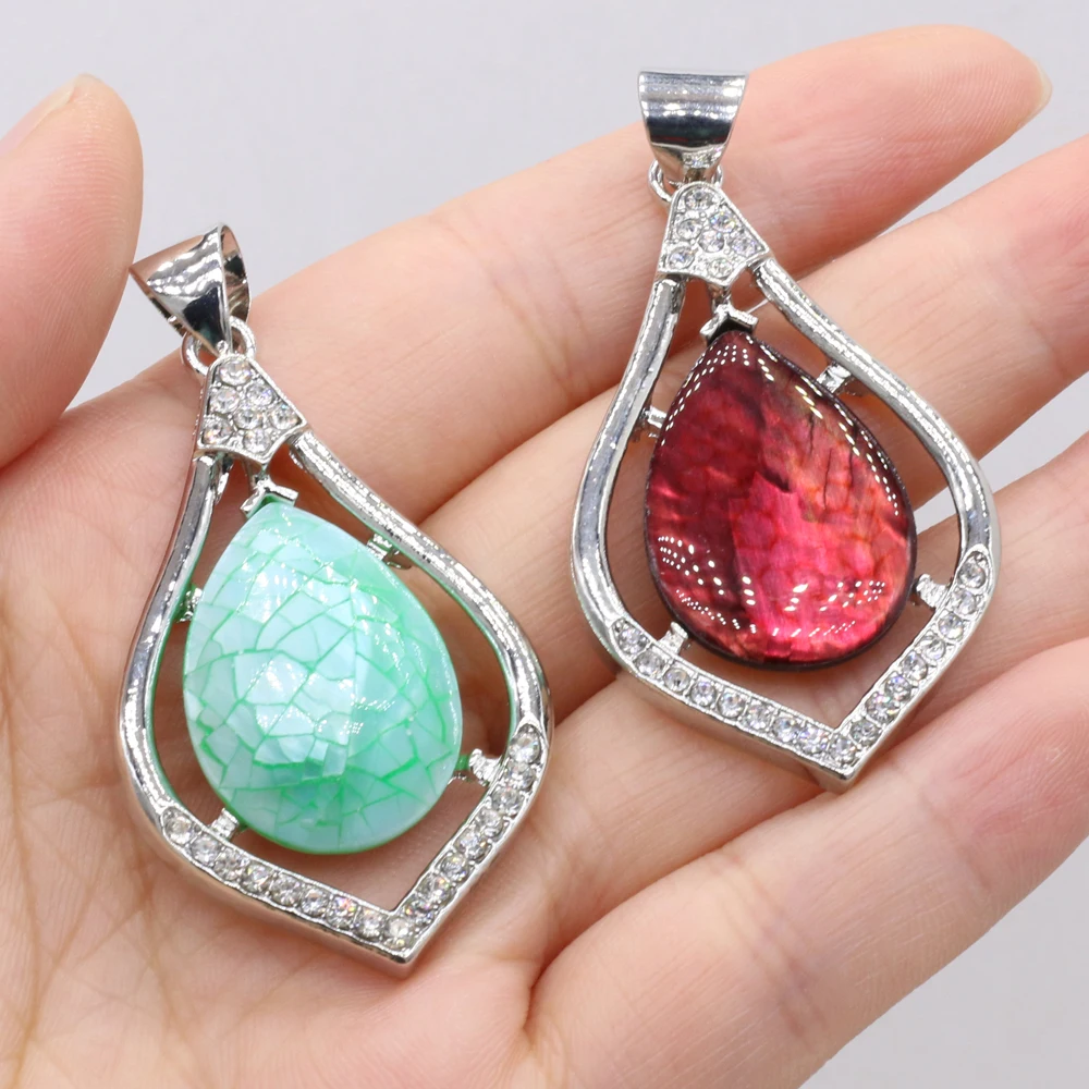 

Natural Shell Pendants Alloy Multicolor Water Drop Shape Abalone Shell Pendants For Jewelry Making Women Necklaces Party Jewelry