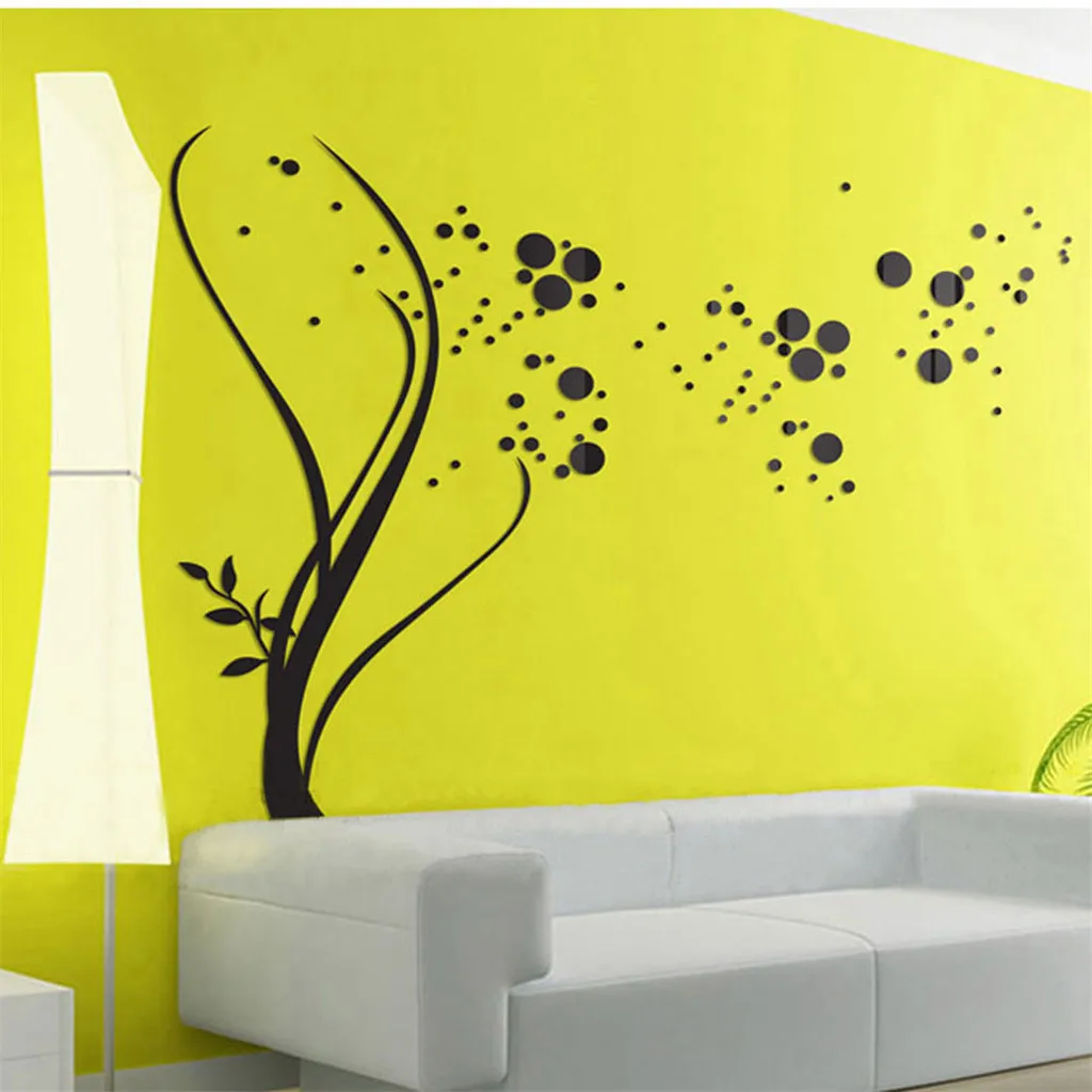 

#38 2019 New Mirror Sticker Big Tree Dot Combination Acrylic Crystal Mirror Living Room Decoration Landscape Picture Stickers