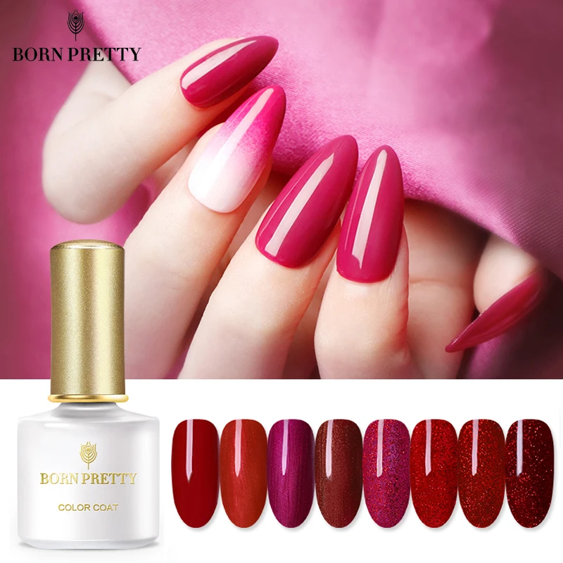 Красный УФ Гель лак BORN PRETTY 6 мл блестки отмачиваемый для дизайна ногтей своими