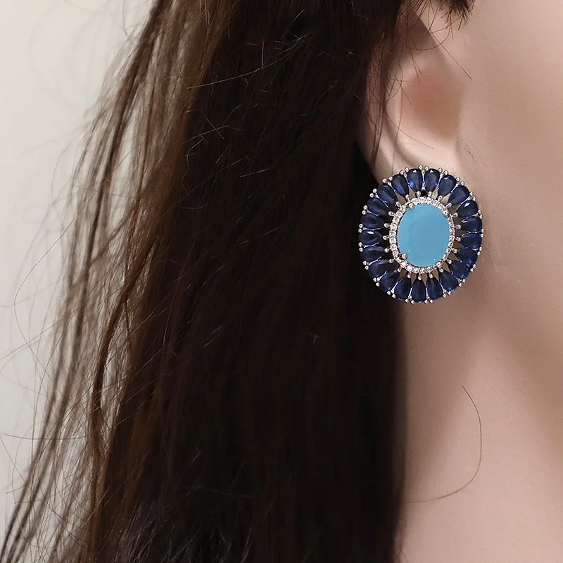 

Vintage blue zircon earrings 210318-50