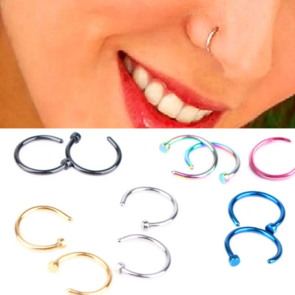 Ложная перегородка из медицинского титана для носа кольцо белого золота тела