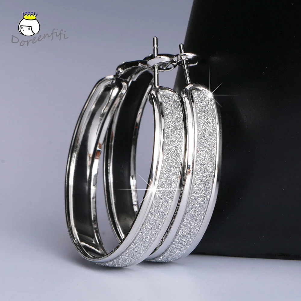 Популярные Классические круглые большие серьги кольца золотые/серебряные в