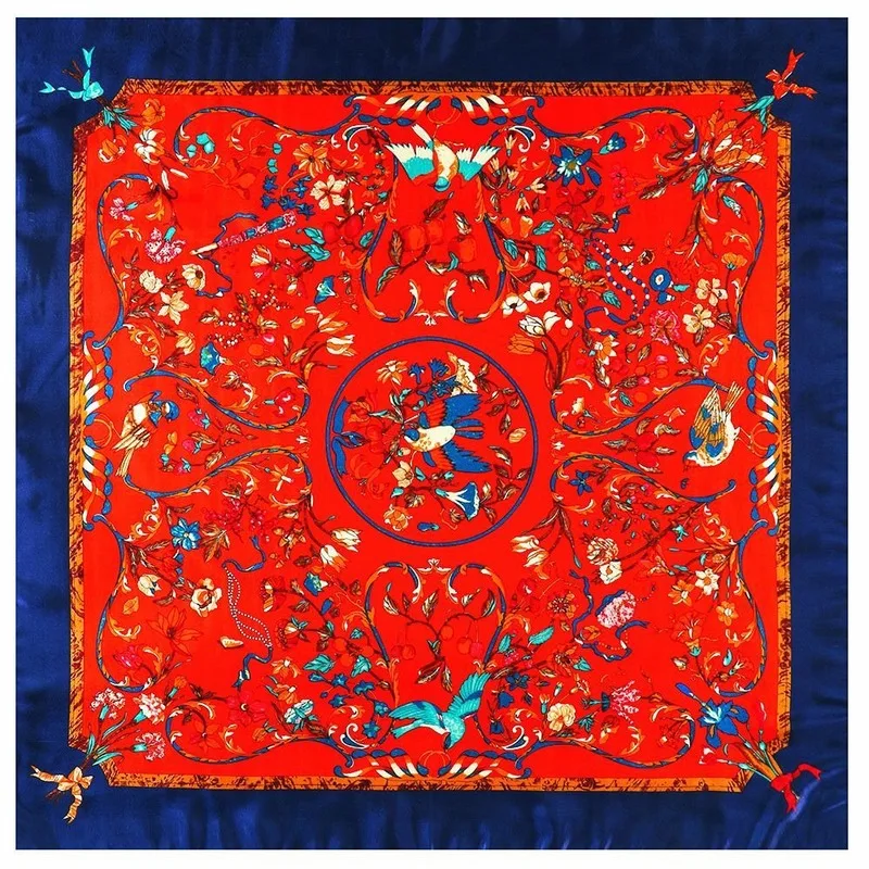 

90 см весенний женский шарф цветок и птица Botany печать мягкие шелковые шарфы хиджаб шарф шейный платок бренд Matagorda аксессуар