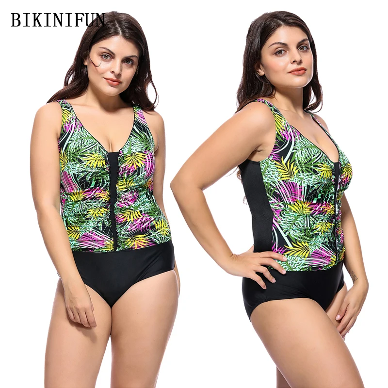 Женский слитный купальник нового размера плюс купальный костюм с глубоким