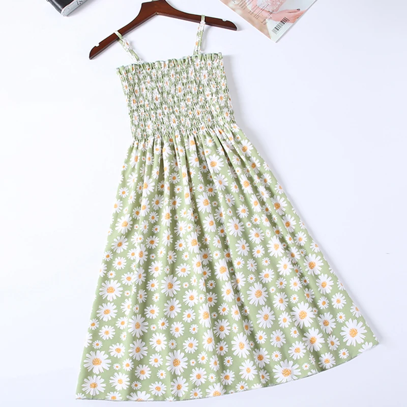 Женское шифоновое платье с цветочным принтом винтажное эластичное без рукавов