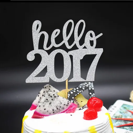 1 шт. разноцветные рождественские флаги Hello 2017 для свадьбы дня рождения торта