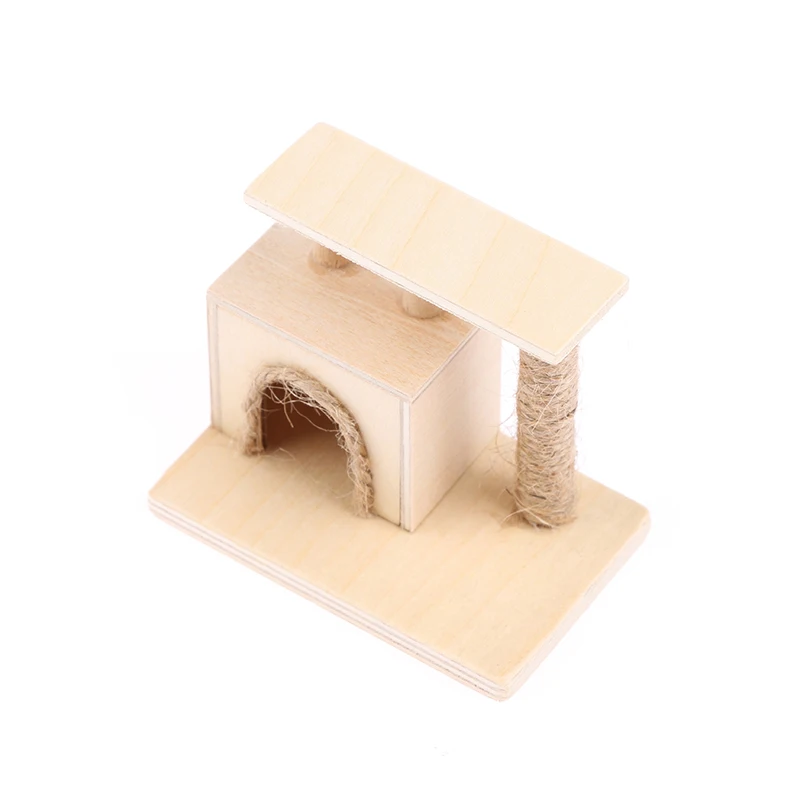 

1PC 1:12 Dollhouse Mini Decorative Living Room Furniture Supplies Wood Cat Climbing Frame Miniature Ornaments