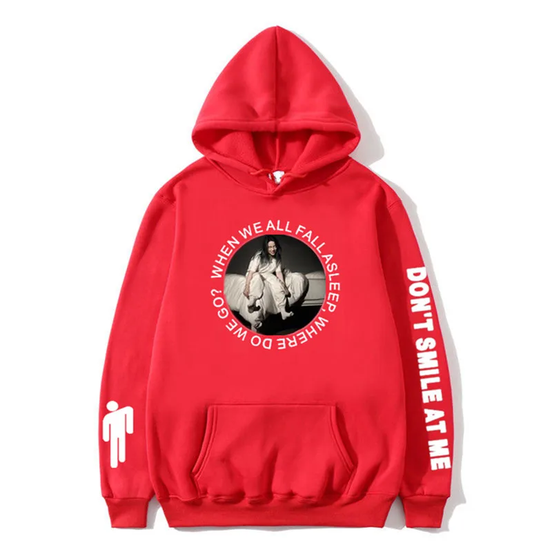 19red Новинка года, толстовка с капюшоном Billie Eilish, модные толстовки с принтом для женщин и мужчин, толстовки с длинными рукавами, лидер продаж, Повседневная Уличная одежда Sudadera Hombre - Цвет: 19red