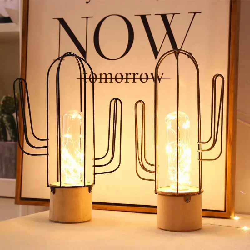 Настольная лампа SOLLED в форме кактуса из нержавеющей стали декоративный