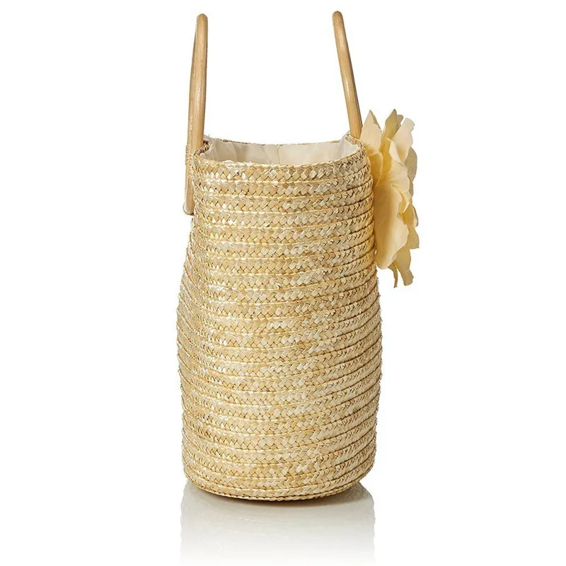 Женская соломенная сумка с цветком тканая летняя пляжная мессенджер для