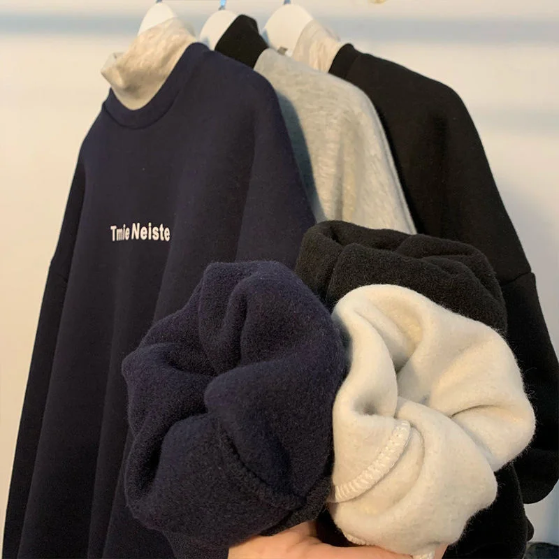 

Мужской и женский свитер с высоким воротником, утепленный плюшевый свитер на осень и зиму, 2021