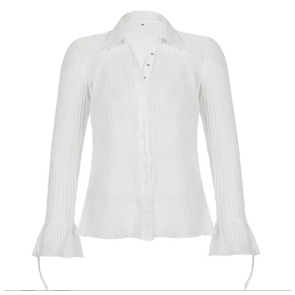 

Long Sleeve Black White Blouse Tops Blouse Women Blusas Mujer De Moda 2022 Lapel Mesh Chiffon Blouse Shirt Blouses Femme Blusas