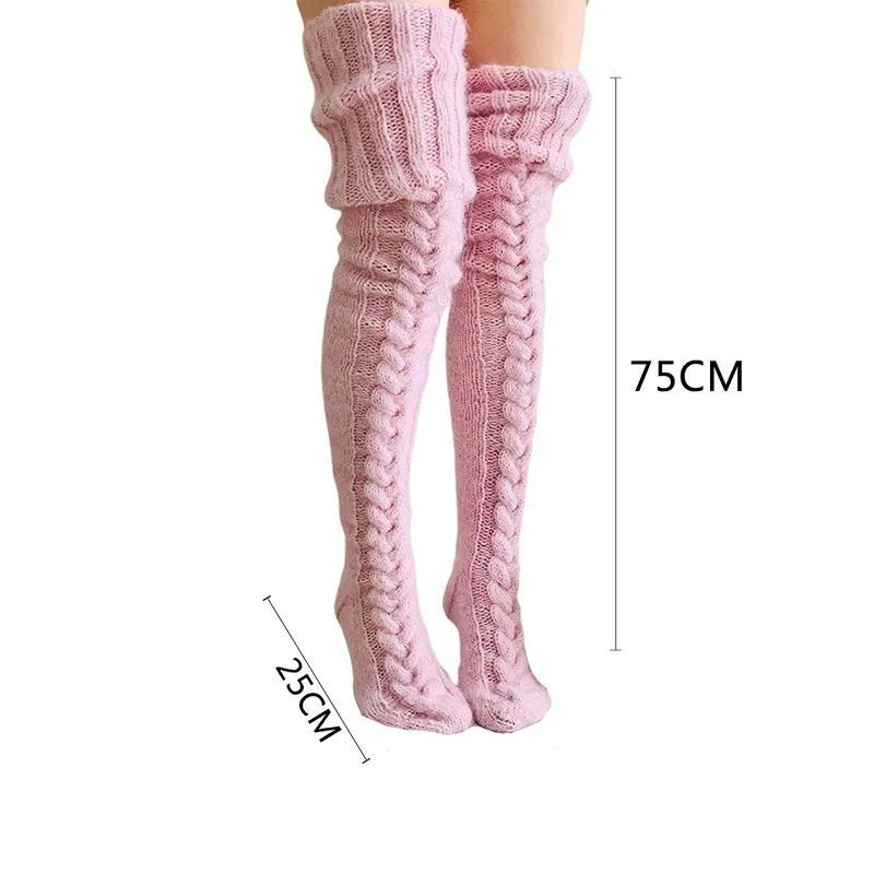 

Knitted Socks Over The Knee Lengthened Stockings Pile Socks Women Fishnet Stockings High Socks for Ladies Winter Warm Stockings