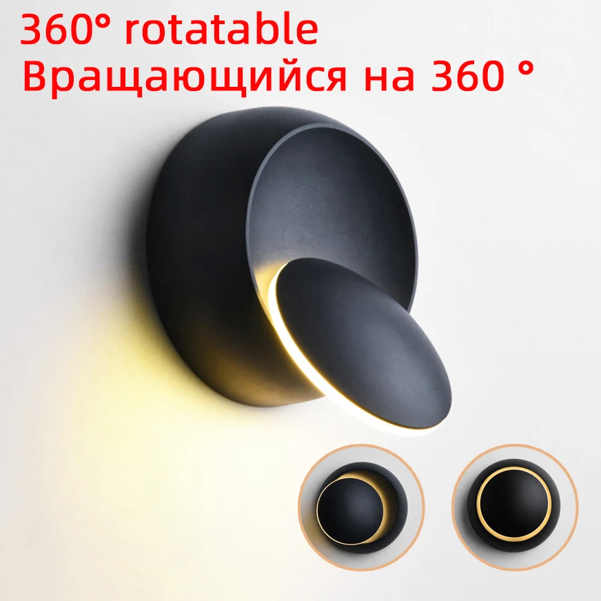 

Bedroom Bedside Wall Light 360° Rotatable Adjustable Light Angle Indoor LED Wall Lamp Simple Light Fixture Aluminum AC110/220V