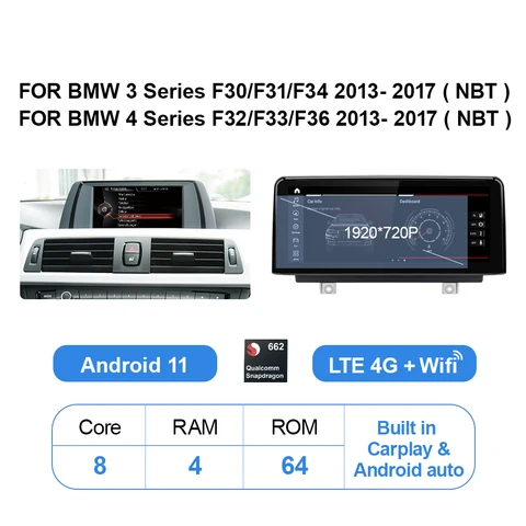 Автомобильный мультимедийный плеер на Android 11,0 для BMW F30, F20, F31, F22, F21, F32, F33, F36, система NBT EVO, Авторадио, GPS-навигация, 4G, AI-голос