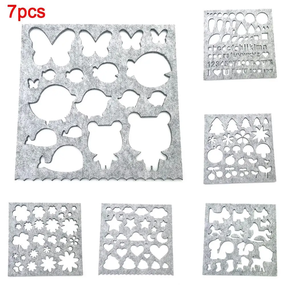 

Hot Sales 7Pcs Heart Star Butterfly DIY Needle Felting Applique Felt Mold Craft Stencil