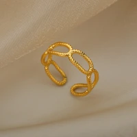 trendy hollow geometric rings for women men stianless steel couple rings engagement wedding open rings 2021 jewelry gift