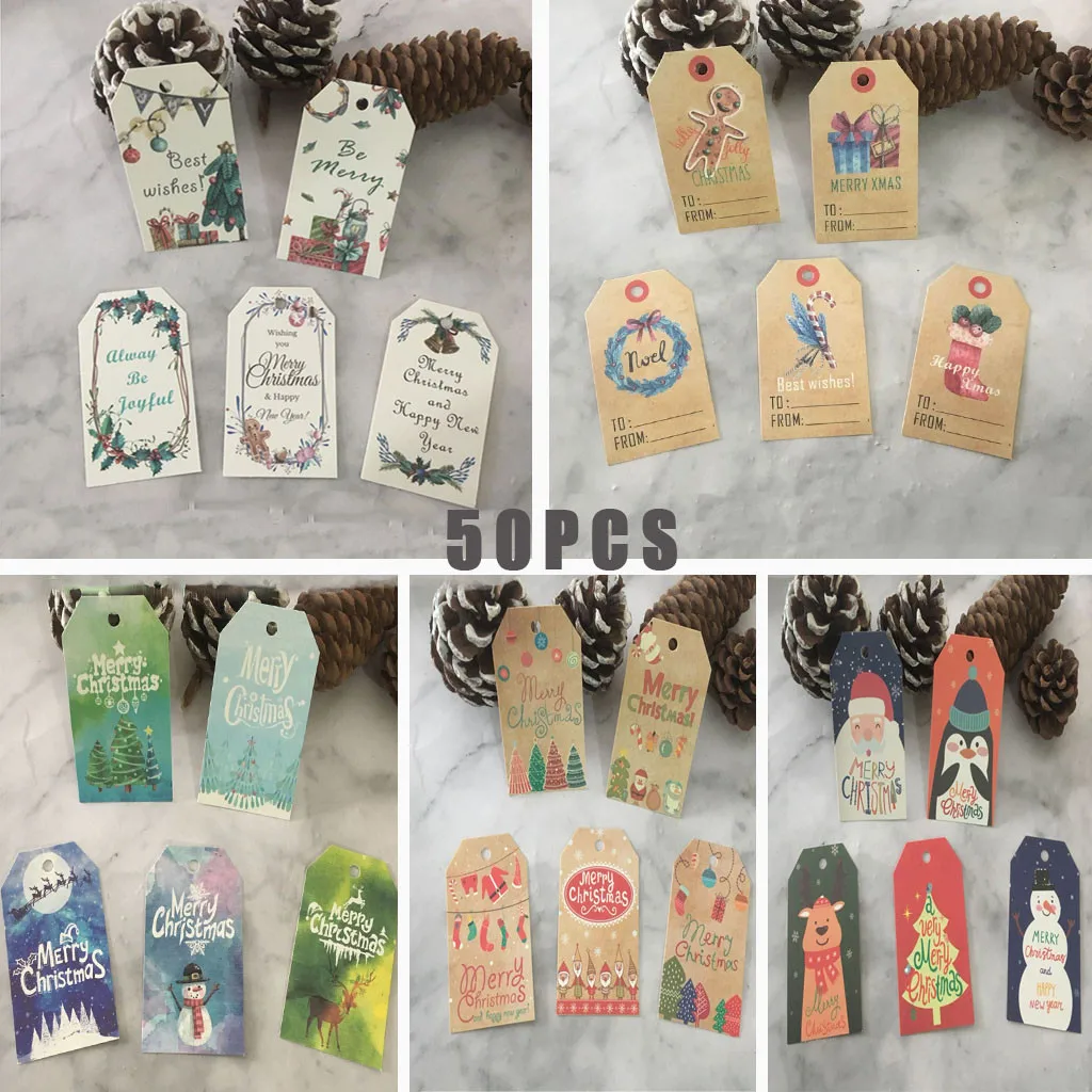 Набор рождественских поздравительных открыток из крафт бумаги подарочная