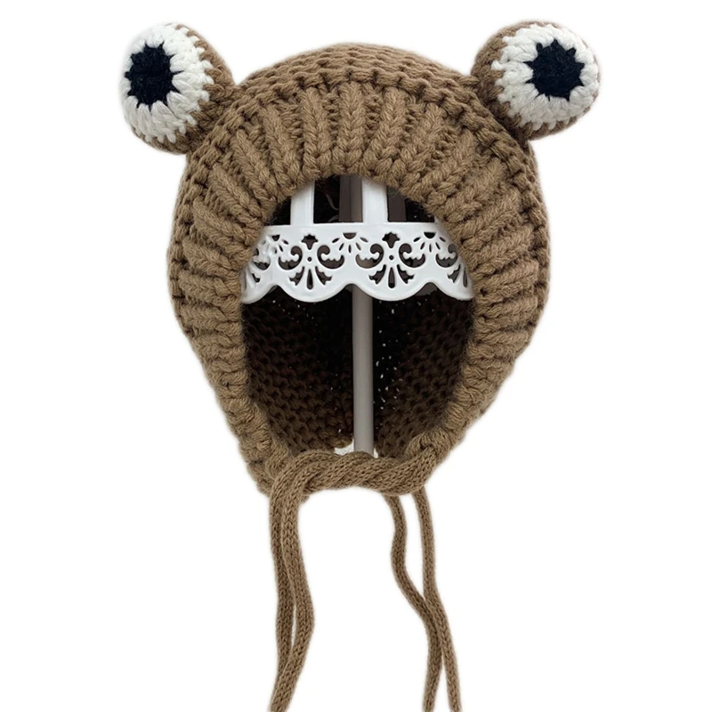 

Kids Baby Winter Warm Cable Knit Beanie Hat Cartoon Frog Shaped Warm Earflap Cap