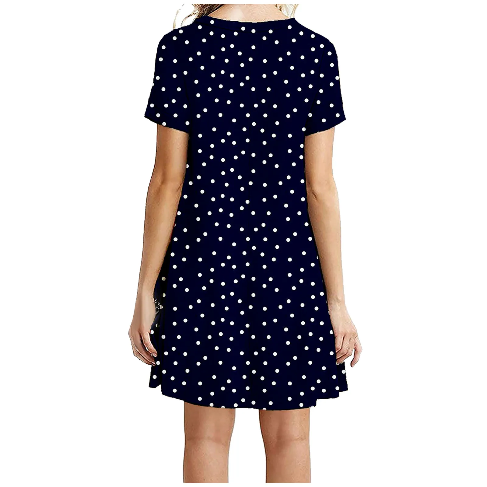 

Fashion Women Casual Short Sleeve O-neck Printed Ladies Loose Mini Dress