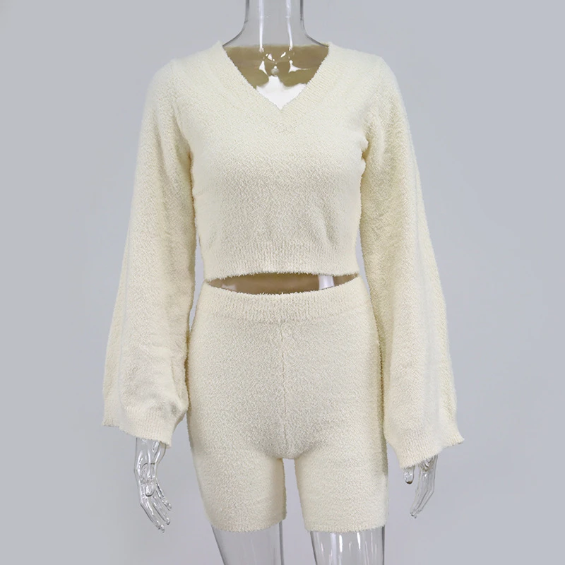 Townlike серая трикотажная полые повседневный комплект из двух предметов Топ и