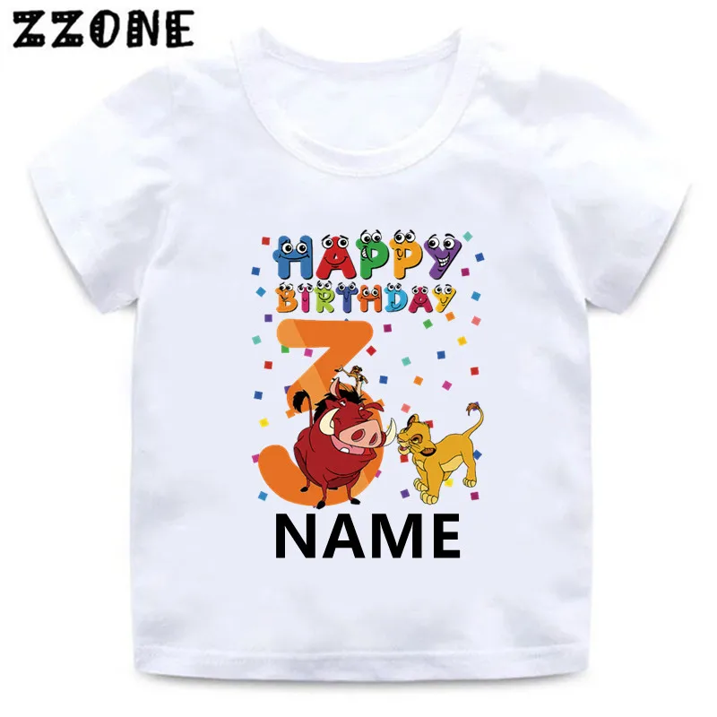 

Custom Name Birthday Tshirt 1 2 3 4 5 6 7 8 9 10 Years Lion King Cute Simba Cartoon Boys T-shirt Baby Girls Kids Clothes,HKP2469