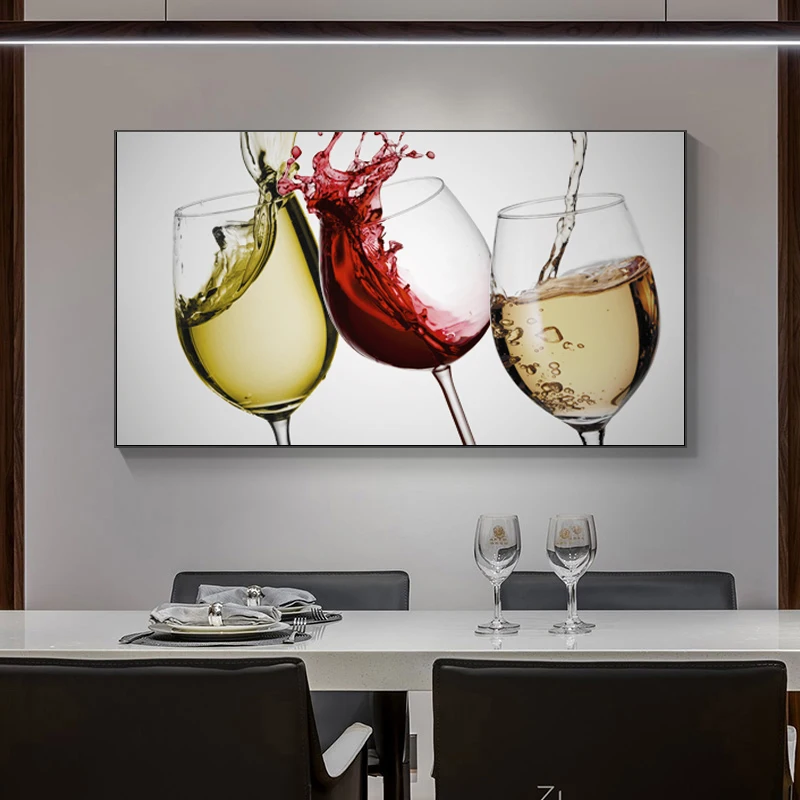 Modern Red White Wine Glasses Liquor Wall Art Painting Nordic Kitchen Pictures Living Room Bedroom Mural Decor Posters | Дом и сад