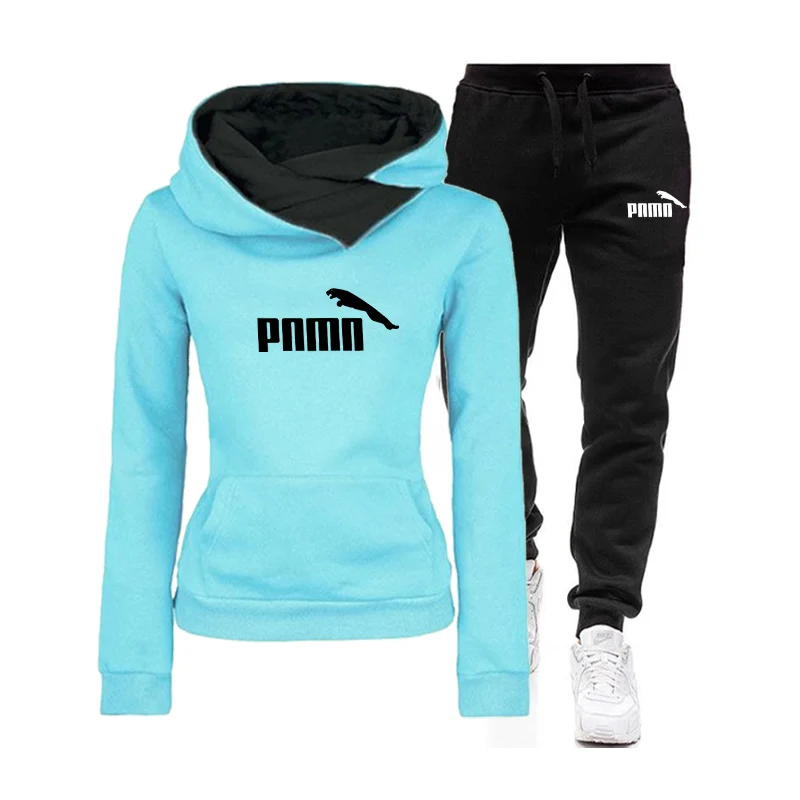 

2020 New Fashion PUMA Cotton Track Sportswear Suit Female Autumn And Winter Trousers Hoodie Pullover Two Women's Jogging Suits