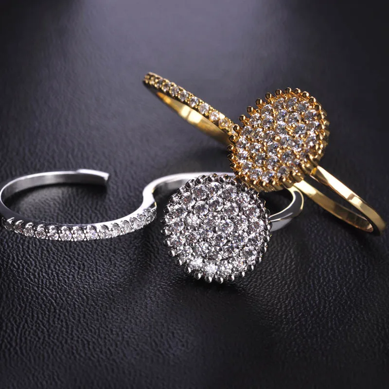 Женское кольцо с цирконом MECHOSEN регулируемое золотистого/медного цвета зубчатой