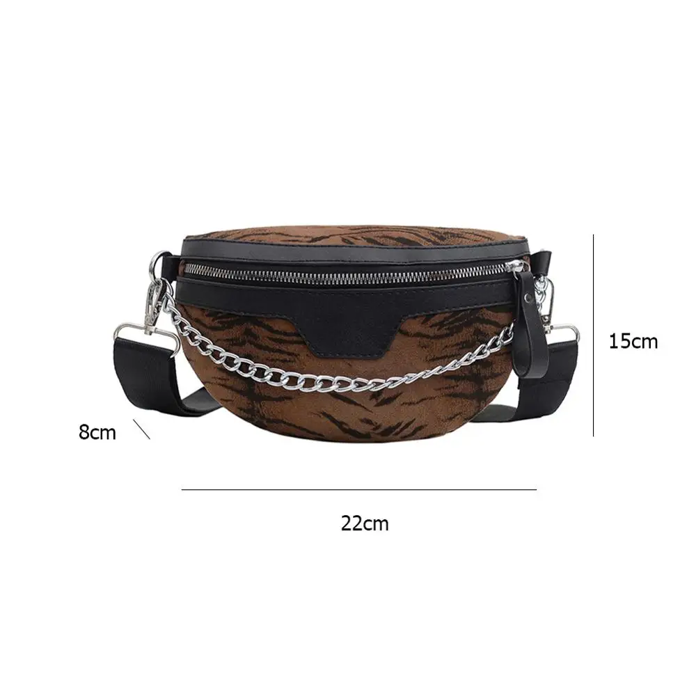 

Casual PU Leather Women Shoulder Crossbody Waist Bags Retro Fashion Animal Pattern Ladies Daily Chain Chest Bags