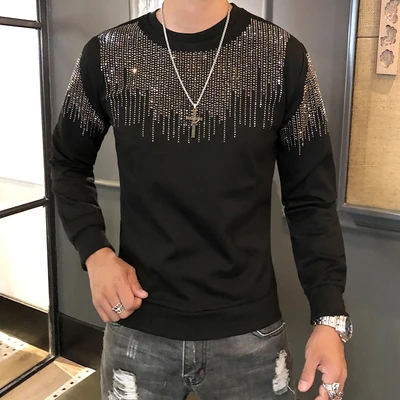 

Мужские Стразы Бисероплетение блестящие кофты/Топ с длинным рукавом/шоу/клуб/Топ