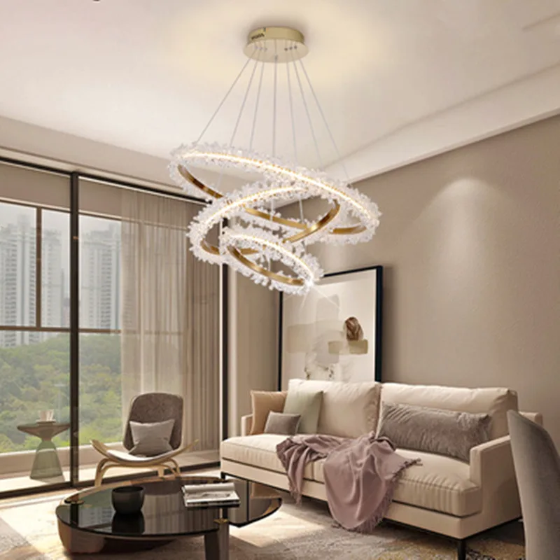 Современная хрустальная люстра освещение для гостиной Золотое кольцо