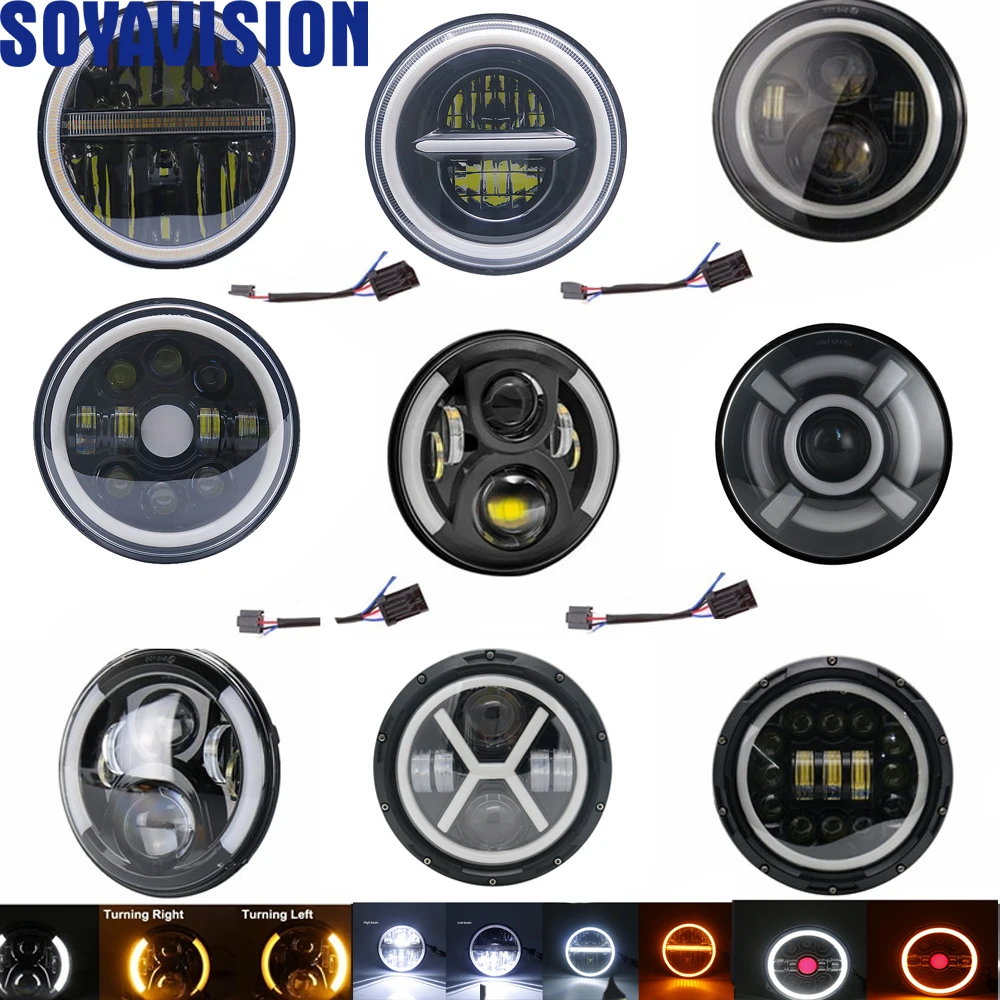 7 дюймовый светодиодный головной светильник Halo глаза ангела DRL для мотоциклов