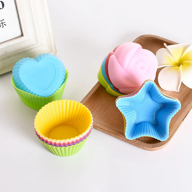 

Силиконовая форма для маффинов, форма для торта, круглая форма в форме сердца, Пентагона, розы, «сделай сам», форма для выпечки яиц, шоколада, ...