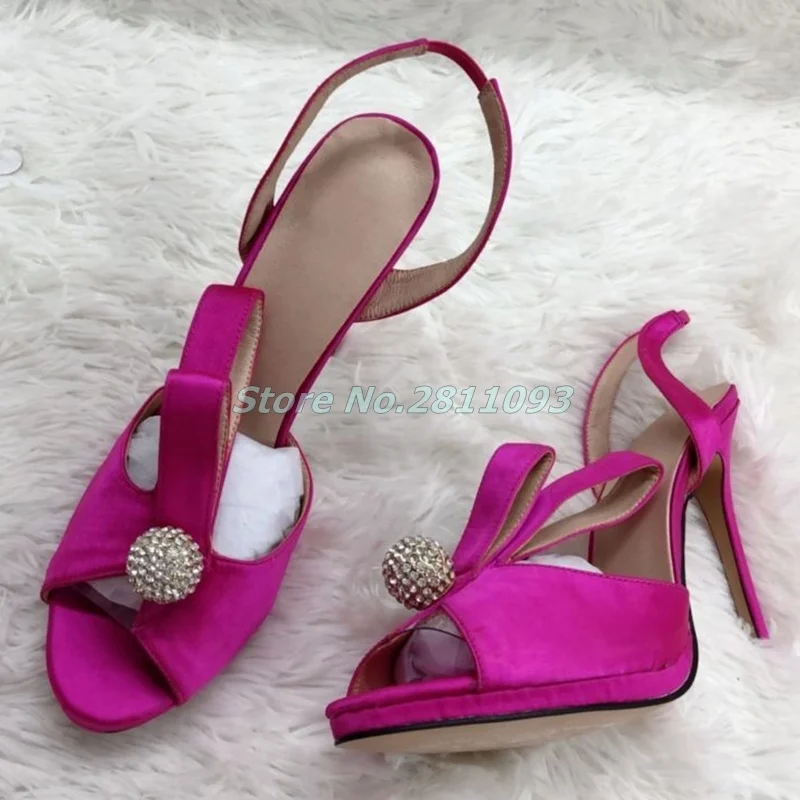 Красные атласные туфли Женские сандалии Туфли с открытым носком Пикантная