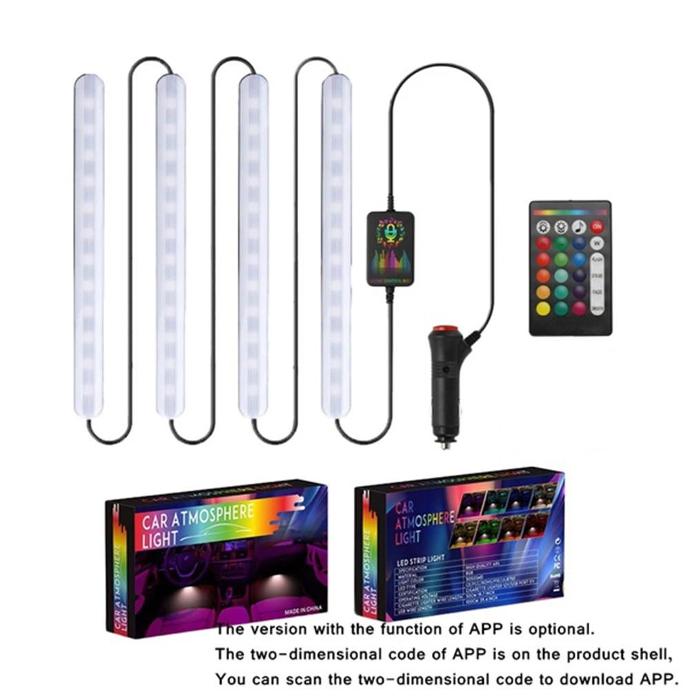 Аксессуары для автомобиля 4 шт./компл. светильник ная лента RGB салона атмосферные